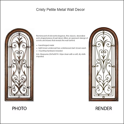 Ornamental Vintage Brown Wall Decor With Scroll Design Hand Painted Wood Frame 26x60H Inch 3d model