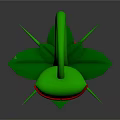 Decorative Green Plant With Curved Stem Red Green Flower And Red Pot