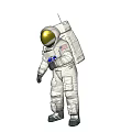 Decorative Ornament Set With Detailed Astronaut Model In Spacesuit And Gold Helmet