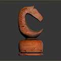 Red Horse Head Sculpture Unique Curved Design With Round Base Artistic Carving