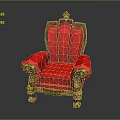 Ornate Red And Golden Classical Chair With Carved Armrests Decorative Backrest And Elegant Legs
