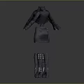 Stylish Cropped Jackets Short Skirts And High Heel Boots With Metallic Details