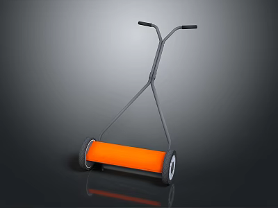 Practical Functional Utility Cart with Orange Roller Handle and Smooth Rolling Wheels Design 3d model