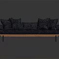 Modern Multi Seat Sofa With Dark Blue Upholstery Wooden Frame And Plush Cushions