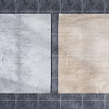 Two Modern Square Rugs in Gray and Beige on Tile Floor 3d model