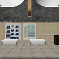 Fun Themed Clothing Store Interior With Wooden Shelves White Benches And Arched Ceiling