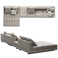 Modern Gray Sectional Sofa With Soft Fabric Cushions And Cozy Throw Pillows 3d model