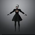 Anime Character With White Short Hair Black Dress Red Emblem And Black Gloves