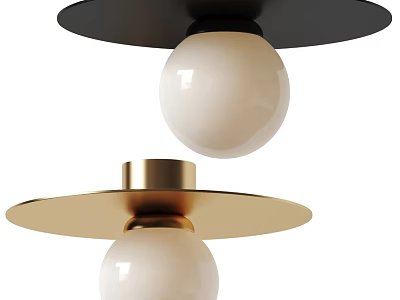 Modern Ceiling Lights With Black And Gold Bases And White Globe Shades 3d model