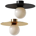 Modern Ceiling Lights With Black And Gold Bases And White Globe Shades