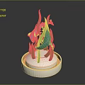 Blue Marine Creature Swimming Among Green Seaweed On White Base With Orange Rim
