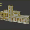 Modern Industrial Park With Multi storey Building Red Accents And White Roof Design