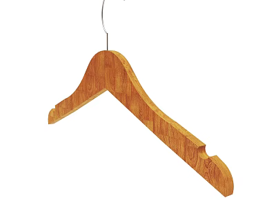 Natural Wooden Hanger With Smooth Finish And Curved Design For Clothing 3d model