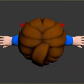 3D Model Boy Wearing Superman Costume Blue Outfit Red Cape Yellow Emblem Arms Outstretched