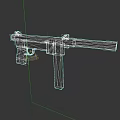Gray Metal Submachine Gun With Long Barrel Magazine Holes And Grip
