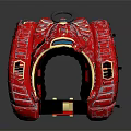 Red Boxing Ring Model With Black Seats And Golden Connectors Design
