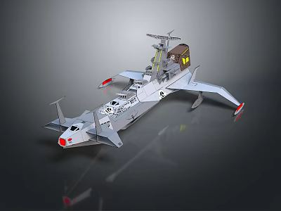 Gray Metallic Model Warship With Antenna Radar And Detailed Hull Design 3d model