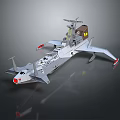 Gray Metallic Model Warship With Antenna Radar And Detailed Hull Design