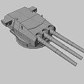 Triple Barrel Naval Gun Military Weapon With Metal Structure And Markings