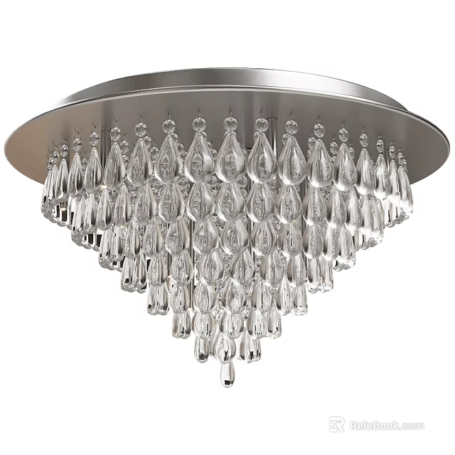 Elegant Modern Crystal Chandelier With Silver Base And Layered Pendants 3d model