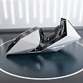 Futuristic Single Seat Vehicle On Circular Platform With Sleek Black White Design