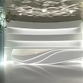 Modern Reception Desk Area With Curved Design And Ambient Lighting Elements 3d model