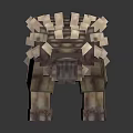 3D Block Dinosaur Model With Spiked Back And Pixel Art Design