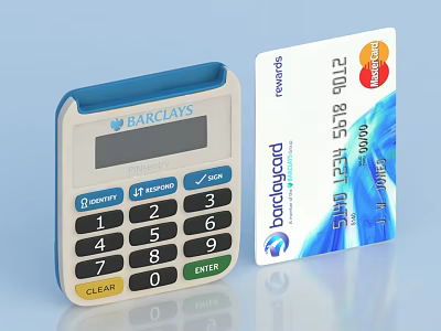 Barclays Decorative Ornament Set With POS Terminal And Credit Card 3d model