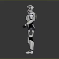 Sci-Fi Human Character Wearing Futuristic White Gray Armor Protective Suit