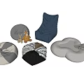 Various Bean Bag Chairs in Gray Blue and Striped Designs with Cloud Shaped Styles