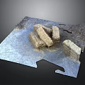 3D Model Of Terrain With Stone Structures And Textured Ground