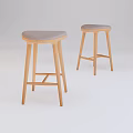 Modern Bar Stools With Light Wood Frame And Gray Padded Seats Design 3d model