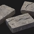 Gray Stone Bricks And Wood Elements With Natural Textured Surface Design 3d model