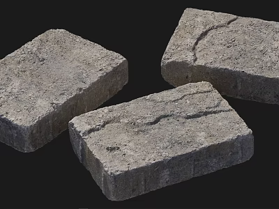 Gray Stone Bricks And Wood Elements With Natural Textured Surface Design 3d model