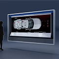 Woman Viewing Large Interactive Car Display Screen With Cutaway Interior Design 3d model