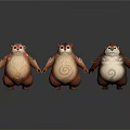 Chubby Cartoon Rodents With Different Belly Patterns Standing Together On Gray Gradient Background