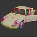 White Classic Sports Car With Open Doors And 3D Rendered Design On Dark Background