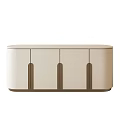 Modern Entryway Cabinet Sideboard With Cream White Body And Brown Handles Design