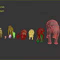 Various Animal Models Including Lion Mammoth And Elephant With Human Figure Scale