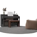 Instrument and Art Supplies Collection with Black Piano Music Sheet Microphone Vase and Gray Rug