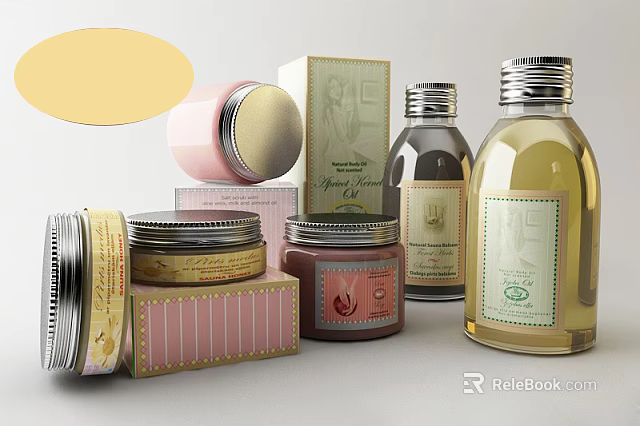 Elegant Perfume Cosmetics Collection With Glass Bottles Jars And Decorative Boxes 3d model 
