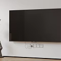 Elegant Curtain In Modern Living Room With TV Sculpture And Wooden Floor