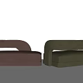 Modern Velvet Chaise Lounge With Curved Back In Brown And Olive Green Hues