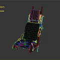 Black Industrial Equipment Seat With Yellow Safety Straps And Metal Frame