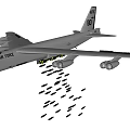 US Air Force Fighter Aircraft Dropping Multiple Bombs With Four Engines In Flight 3d model