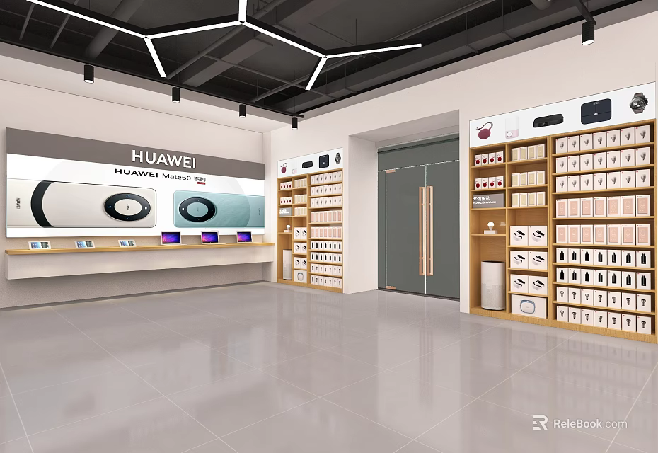 Huawei Retail Store in Mall Modern Interior With Electronic Devices and Accessories Product Displays 3d model 