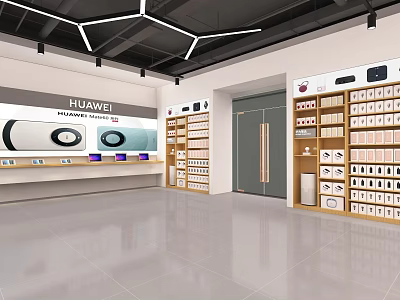 Huawei Retail Store in Mall Modern Interior With Electronic Devices and Accessories Product Displays 3d model