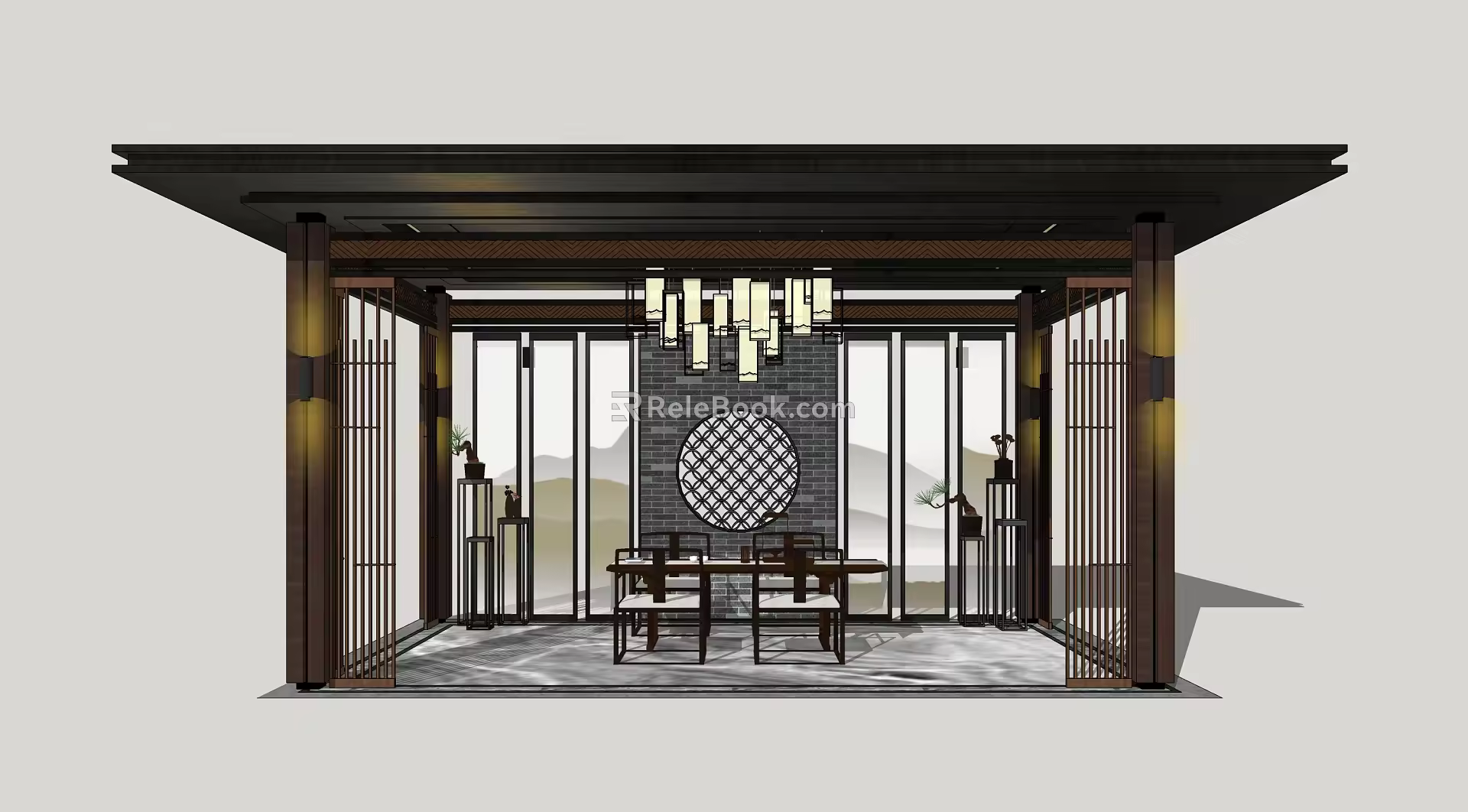 New Chinese style gallery 3d model