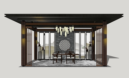 New Chinese style gallery 3d model