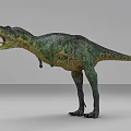 Realistic Reptile Dinosaur With Green Yellow Skin Standing Open Mouth Pose